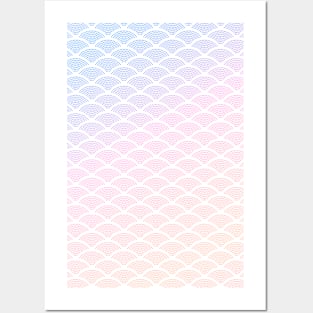 Cute geometric art deco pastel sunset pattern Posters and Art